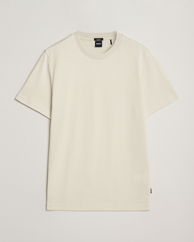 BOSS BLACK Thompson Structured Crew Neck T-Shirt Open White – Vit