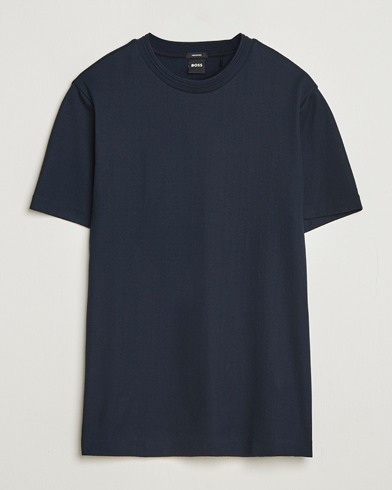 BOSS BLACK Thompson Structured Crew Neck T-Shirt Dark Blue – Blå