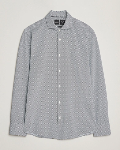 BOSS BLACK Hank 4-Way Printed Stretch Shirt Dark Blue – Blå