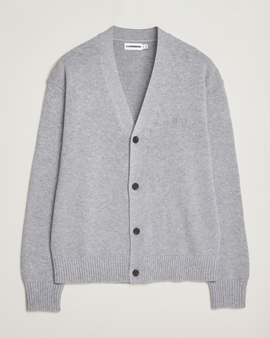 J.Lindeberg Eddy Wool/Cotton Knitted Cardigan Light Grey Melange – Grå
