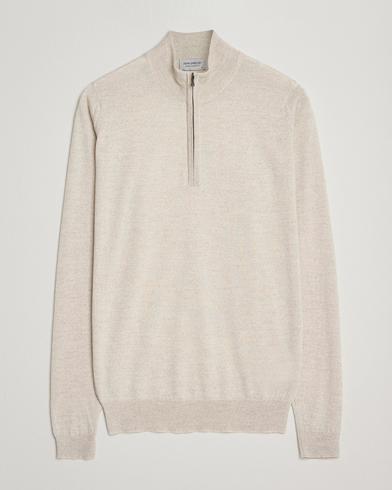 John Smedley Barrow Extra Fine Merino Half Zip Grey Fleece – Brun