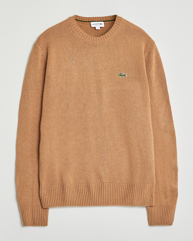 Lacoste Carded Wool Crew Neck Datte Chine – Brun