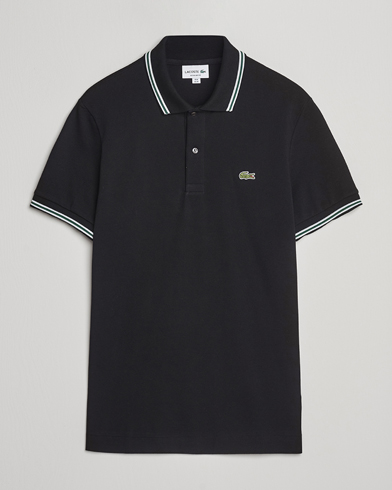 Lacoste Original Stripe Collar Polo Piké Black, Herr, Piké, Svart, Storlek L