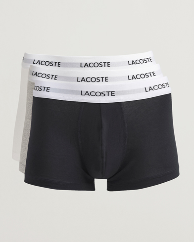 Lacoste 3-Pack Stretch Cotton Trunks Black/White/Grey