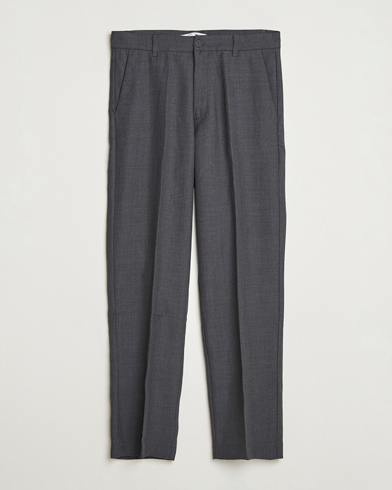 Samsøe Samsøe Noah Pleated Trousers Dark Grey Melange – Grå