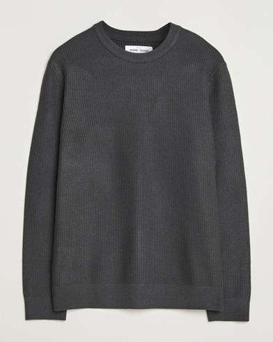 Samsøe Samsøe Dem Structured Knitted Crew Neck Black Oyster – Grå