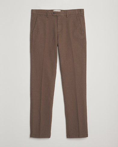 Gant Slim Fit Cotton Herringbone Trousers Rich Brown – Brun