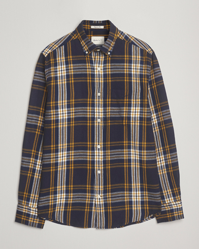 Gant Regular Fit Checked Flannel Shirt Evening Blue – Flerfärgad