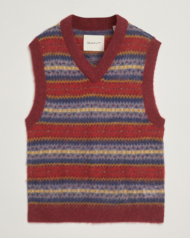 Gant Brushed Fair Isle Vest Plumped Red – Röd