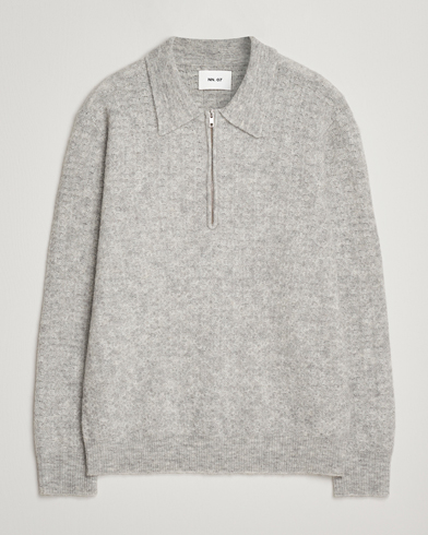 NN07 Alfie Alpaca Knitted Half Zip Sable Grey – Grå