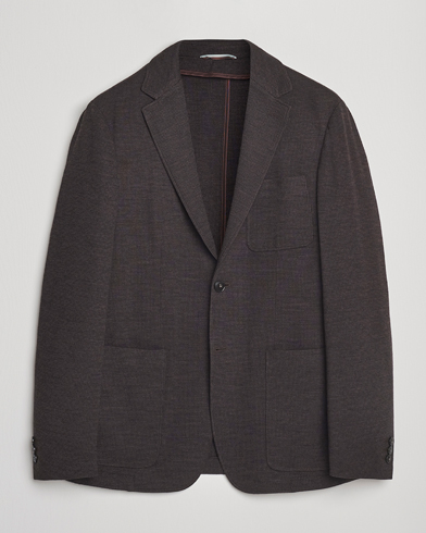 Canali Wool Houndstooth Jersey Blazer Dark Brown – Brun