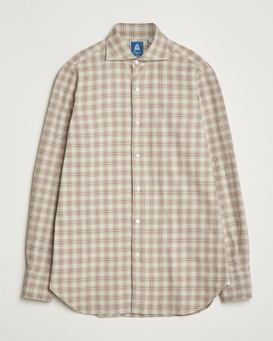 Herr | Finamore Napoli | Finamore Napoli Gaeta Flannel Sport Shirt Beige Check