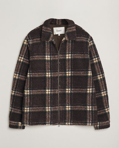 Forét Cabin Check Zip Fleece Brown – Brun
