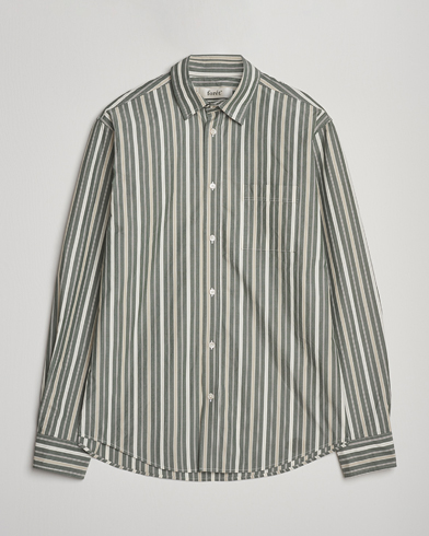 Forét Maple Poplin Shirt Dark Green Stripe – Grön