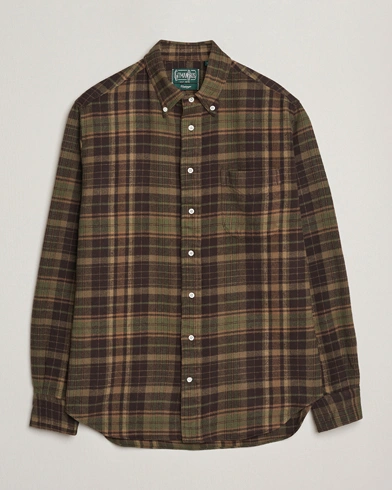 Herr | Gitman Vintage | Gitman Vintage Brushed Winter Madras Button Down Shirt Brown/Olive