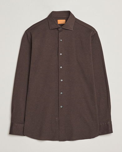 Herr | Grigio | Grigio Cotton Jersey Shirt Dark Brown