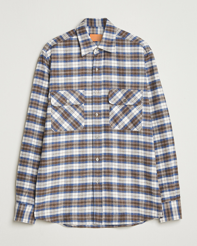 Grigio Heavy Flannel Overshirt Blue/Beige Check – Flerfärgad