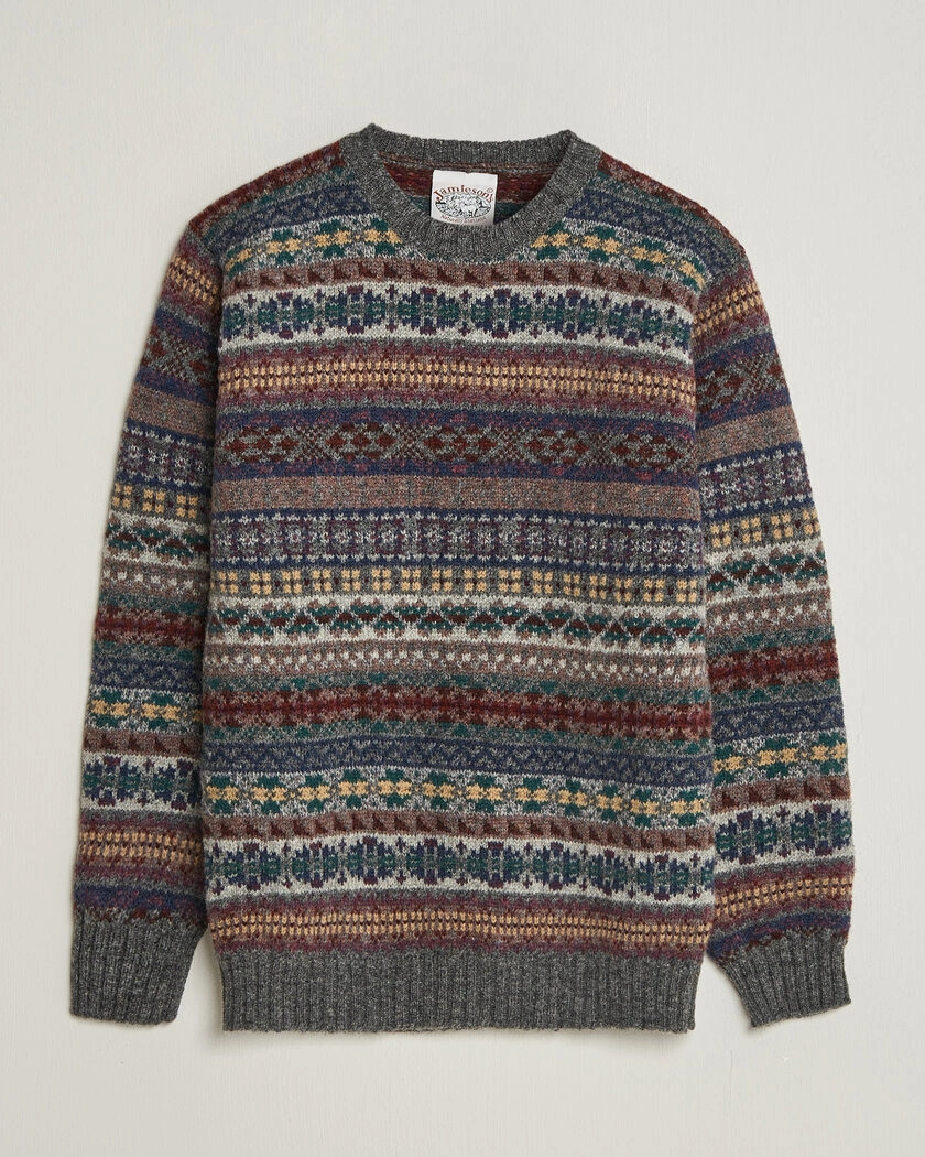 Jamieson's of Shetland Jamiesons Of Shetland All Over Fair Isle Pullover Crew Neck Multi – Flerfärgad