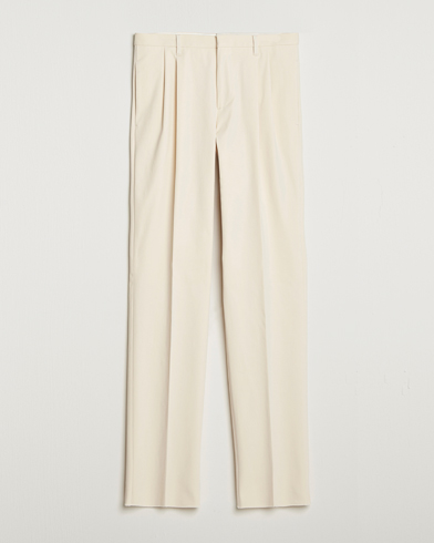 Lardini Double Pleated Cotton Stretch Trousers Off White – Vit