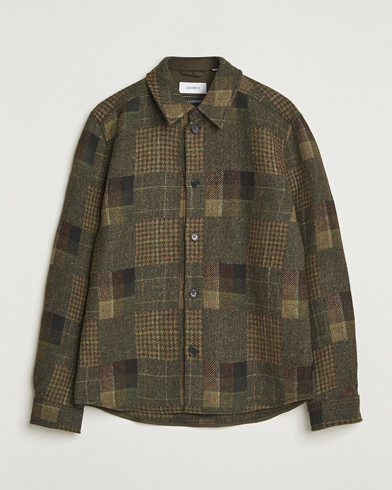 LES DEUX Kody Patchwork Wool Overshirt Green – Grön