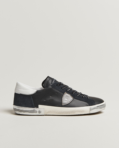 Philippe Model Prsx Low Top Leather Sneakers Black/Silver – Svart