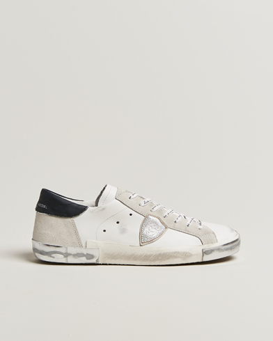 Philippe Model Prsx Low Top Leather Sneakers White/Silver – Vit