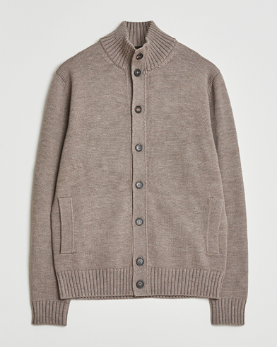 Zanone Virgin Merino Wool Chioto Taupe, Herr, Cardigan, Beige, Storlek 52