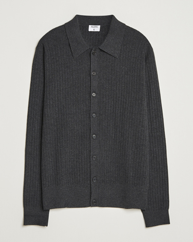 Filippa K Cotton Merino Knitted Cardigan Anthracite Melange – Grå