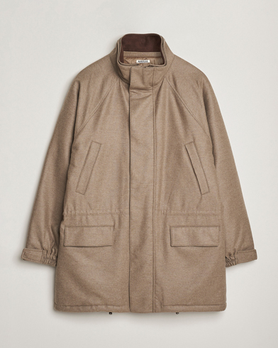 Herr | Auralee | Auralee Wool Flannel Down Coat Brown