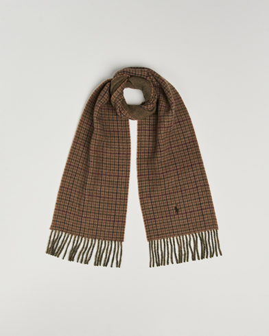 Polo Ralph Lauren Wool Blend Scarf Olive Check – Grön