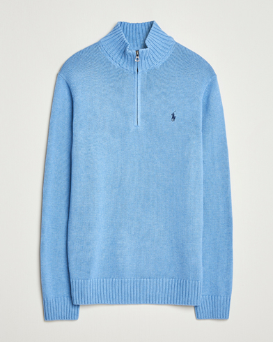 Polo Ralph Lauren Cotton Pullover Half Zip Soft Royal Heather – Blå