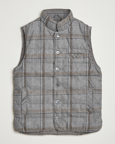 Stenströms Check Wool Padded Vest Grey – Grå