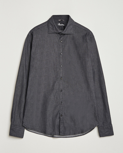 Stenströms Regular Fit Garment Washed Denim Shirt Black – Svart
