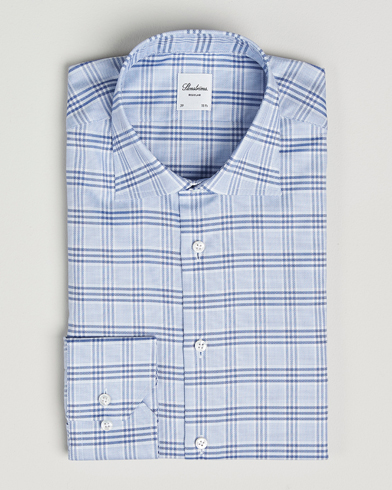 Stenströms Regular Fit Checked Cut Away Shirt Blue – Blå