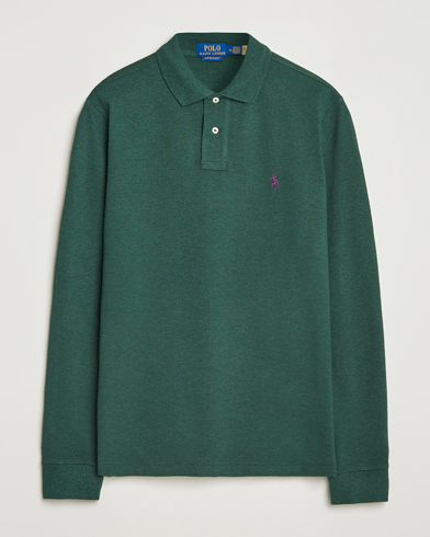 Polo Ralph Lauren Custom Slim Fit Long Sleeve Polo Scotch Pine Heather – Grön