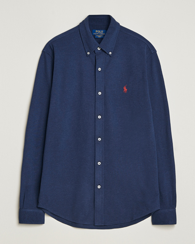 Polo Ralph Lauren Featherweight Mesh Shirt Spring Navy Heather – Blå