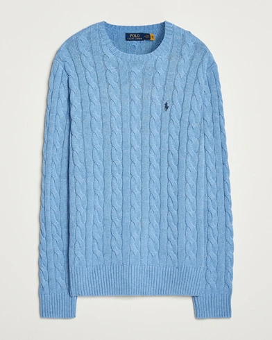 Polo Ralph Lauren Cotton Cable Pullover Soft Royal Heather – Blå