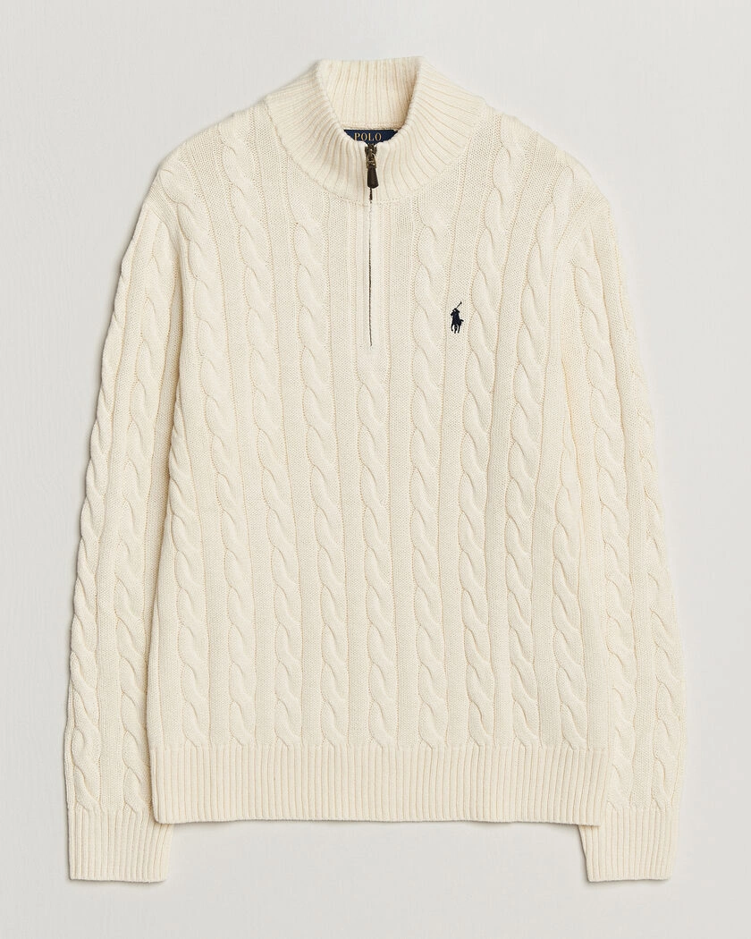 Polo Ralph Lauren Cotton Cable Half Zip Andover Cream – Vit