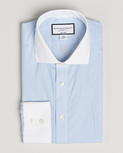 Charles Tyrwhitt Slim Fit Non Iron Bengal Stripe Winchester Shirt Sky Blue – Blå