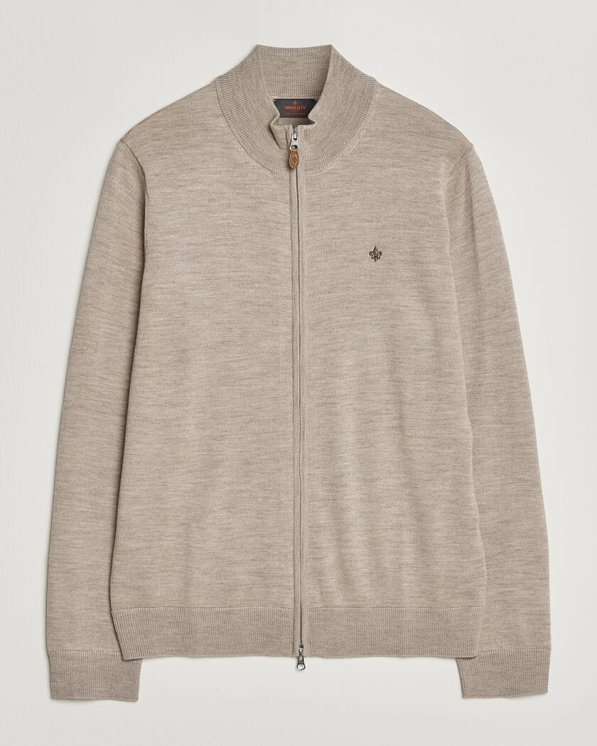 Morris Merino Full Zip Cardigan Khaki – Beige