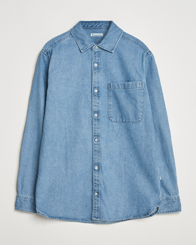 KnowledgeCotton Apparel Cotton Indigo Denim Shirt Light Blue – Blå