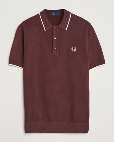 Fred Perry Pique Knitted Tipped Polo Oxblood, Herr, Piké, Röd, Storlek M