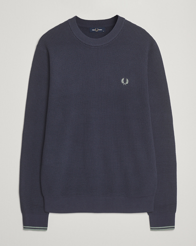 Fred Perry Waffle Stitch Jumper Dark Airforce – Blå
