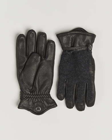 Hestra Daniel Wool/Goat Leather Glove Charcoal/Black – Svart
