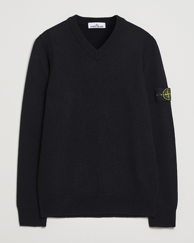 Stone Island Knitted Lambswool V-Neck Black – Svart