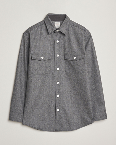 Kamakura Shirts Wool Flannel CPO Shirt Grey Melange – Grå