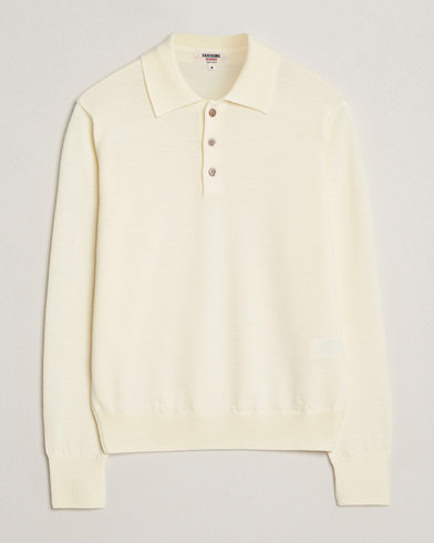 Kamakura Shirts Long Sleeve Knitted Polo Off White – Vit