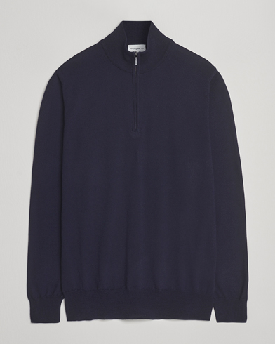 Morgano Extra Fine Merino Wool Half-Zip Navy – Blå