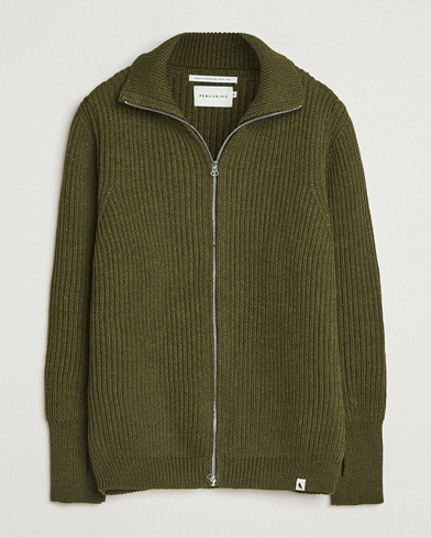 Peregrine Fisherman Merino Zip Cardigan Olive – Grön