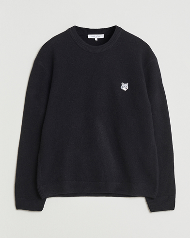 Herr | Maison Kitsuné | Maison Kitsuné Grey Fox Head Lambswool Sweater Black